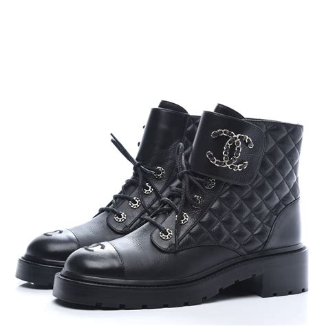 chanel black quilted combat boots|vintage chanel combat boots.